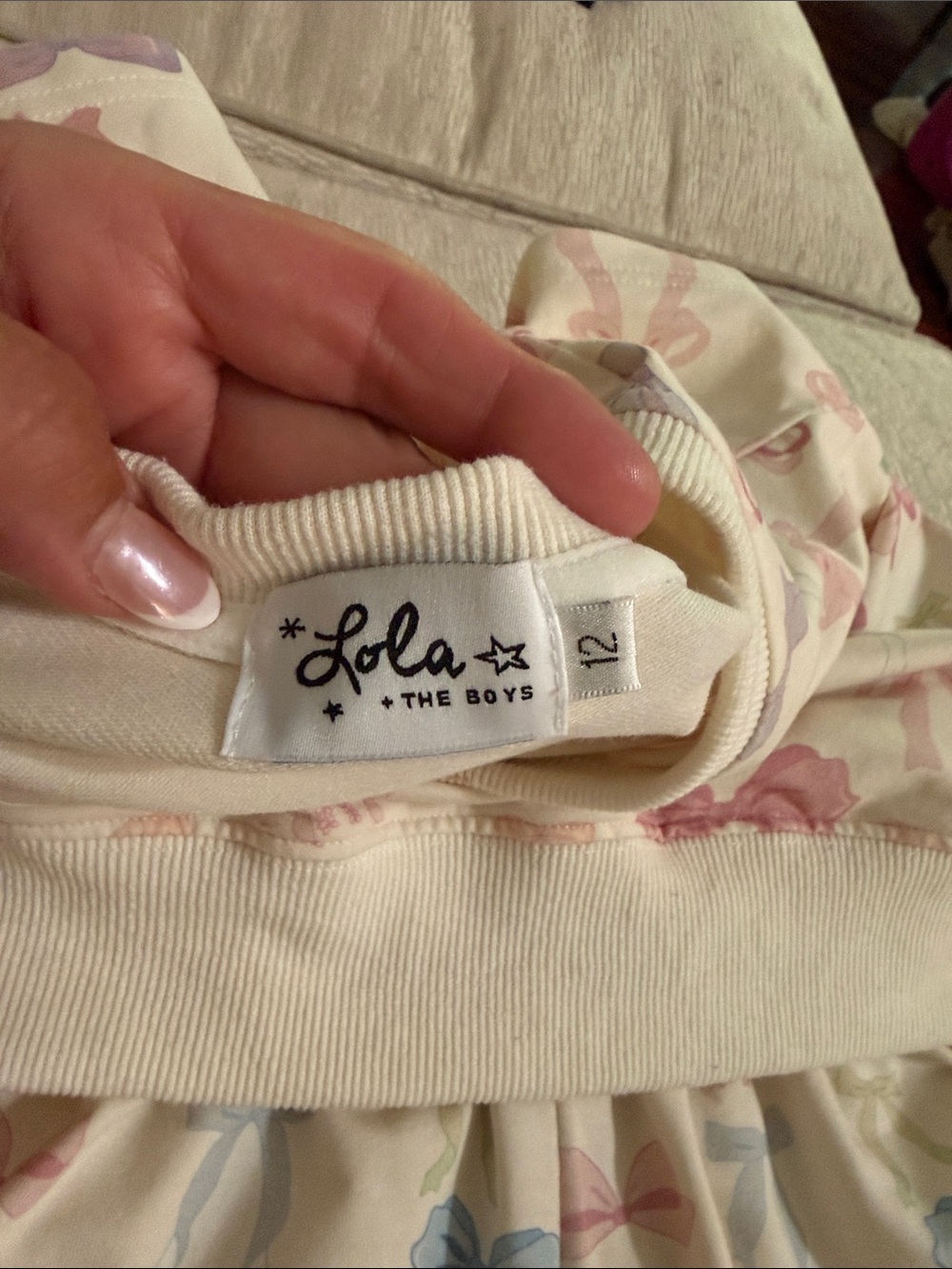 Lola and the Boys White Bow Print Pajama Set - Pink & Pastel Bows size 14 - Picture 3 of 17